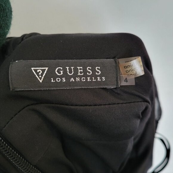 Guess Los Angeles Black Halter Sleeveless Lace Stripe Fit & Flare Dress Size 4 - Picture 12 of 16